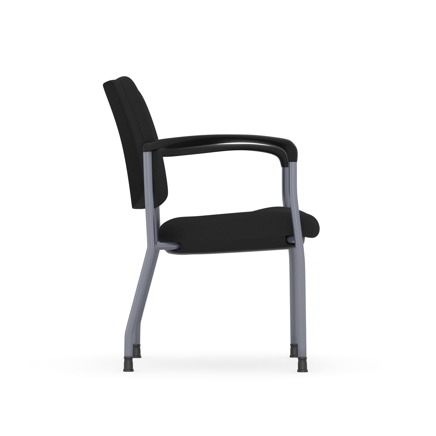 Sleek Series Stacking Chair Black Fabric & Seat with Titanium Base including Arms - Black - 2904TG