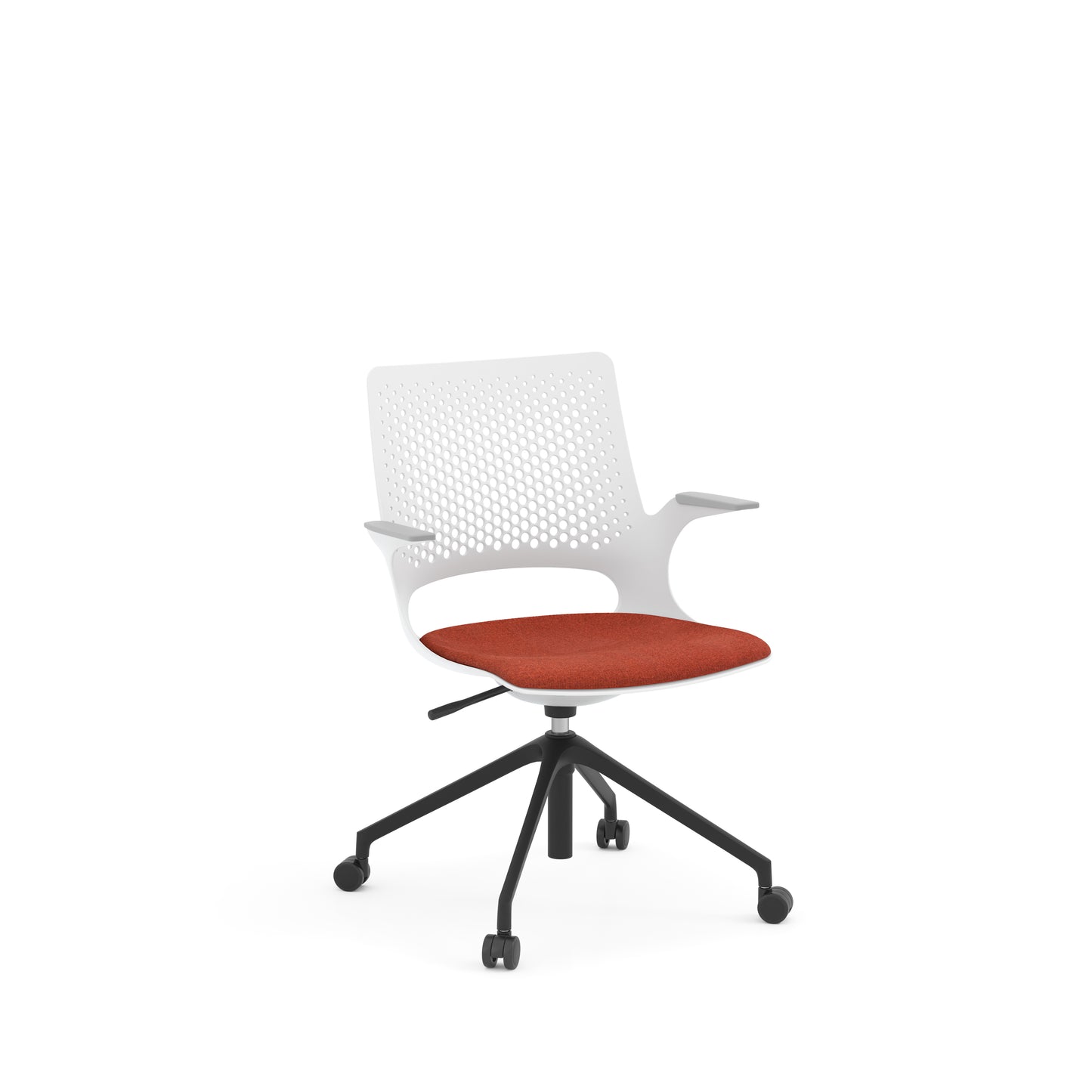 Konfurb Harmony Series White Frame with Light Gray Arm Pads Medium Back Chair - 42126