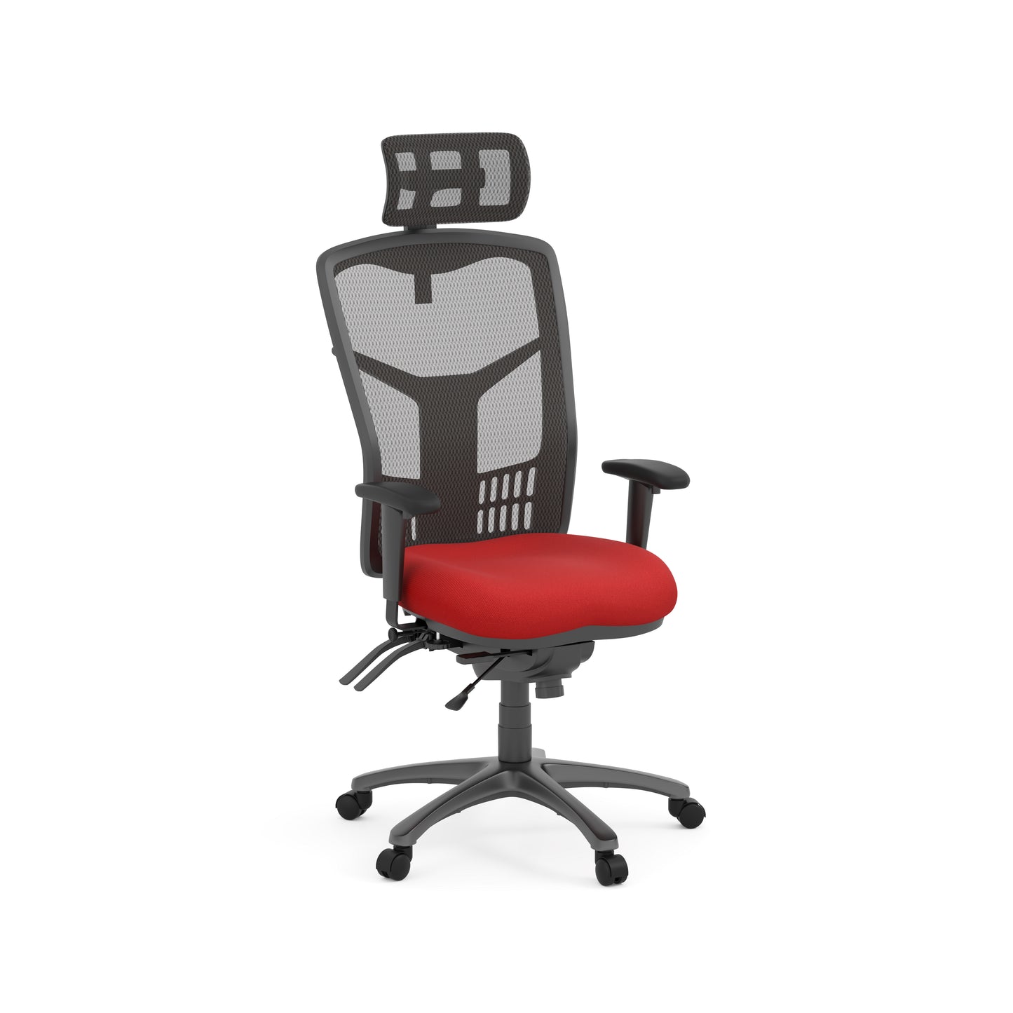 CoolMesh High Back Multi-Function High Back with Adjustable Lumbar Support & Ratchet Back Height Adjustment including Titanium Base & Headrest - 7704S & 7700T