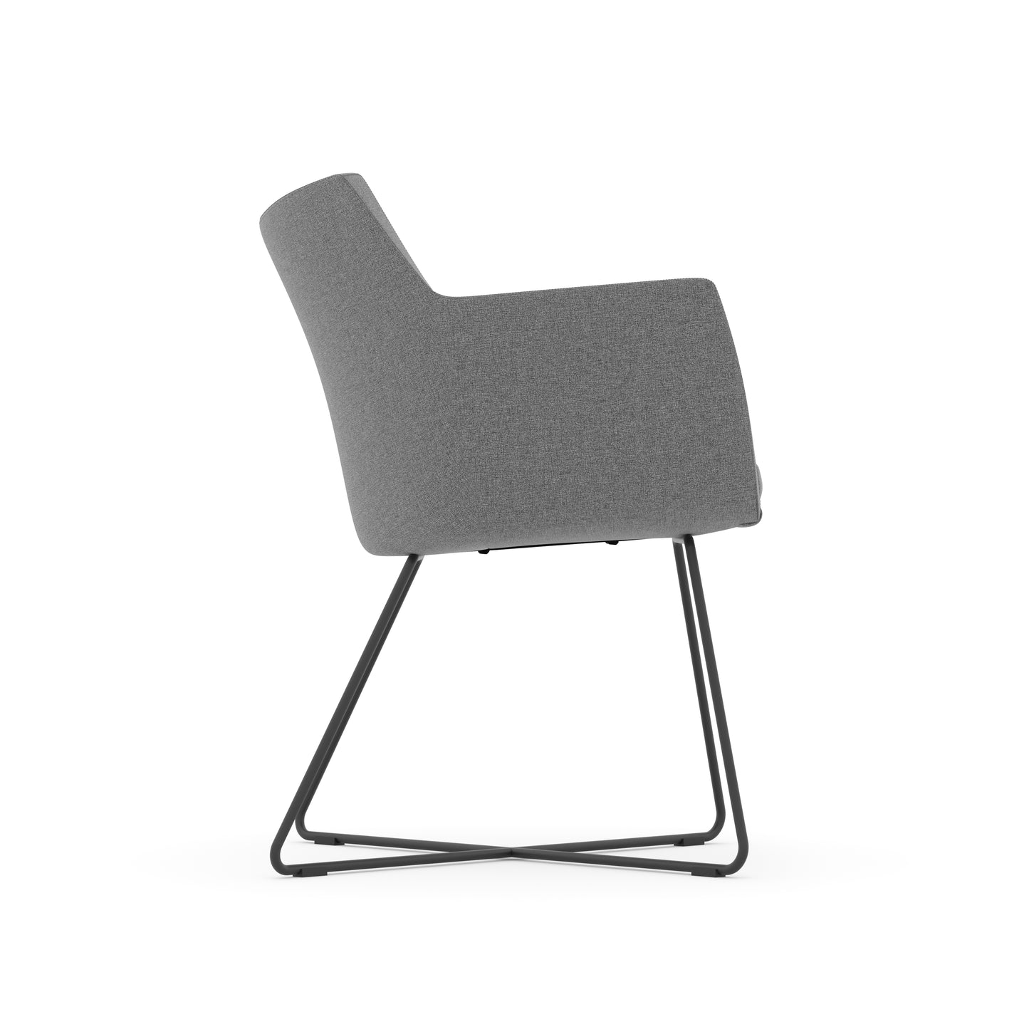 Konfurb Hady Series Medium Back Gray Fabric with Black Cross Sled Base - 77560/29091