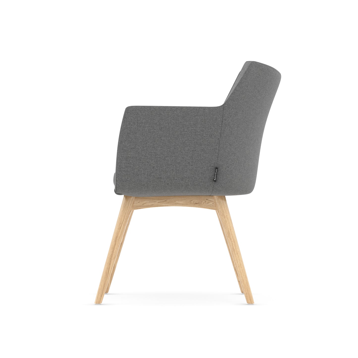 Konfurb Hady Series Medium Back Gray Fabric with 4-Post Natural Wood Base - 77560/77088