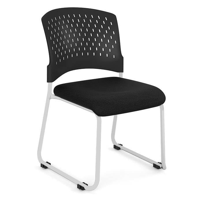 Alpha Stacking Chair with Chrome-Like Powder Sled Base Frame Black Fabric - 3270