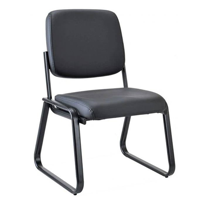 Ashton Series Guest Chair Sled Base - Black Vinyl - Antimicrobial - Armless - Black - 2709