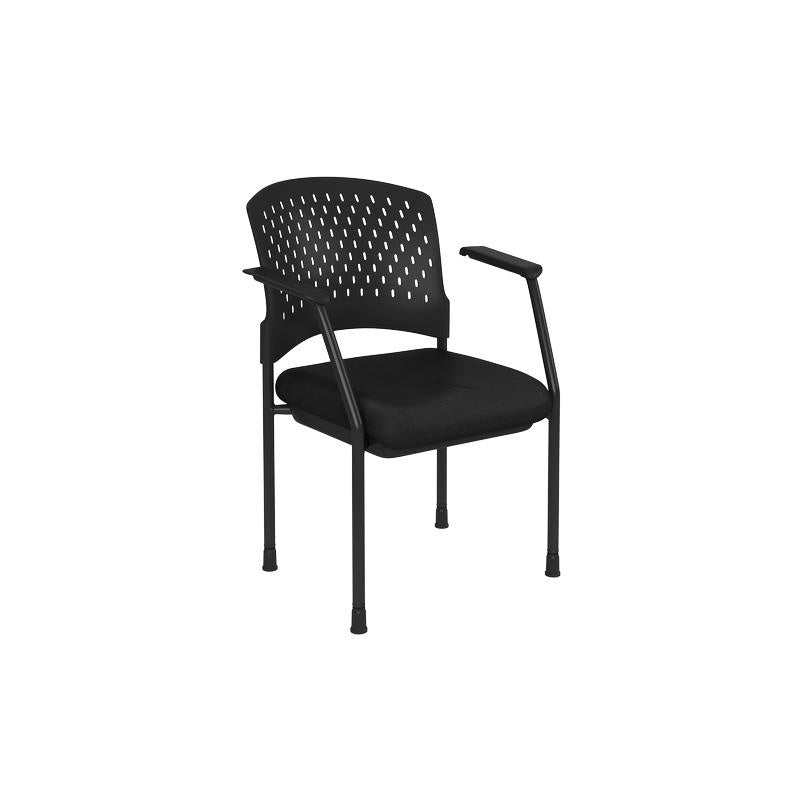 ARC Stacking Guest Chairs Black Fabric and Charcoal Frame with Arms - 3204TG