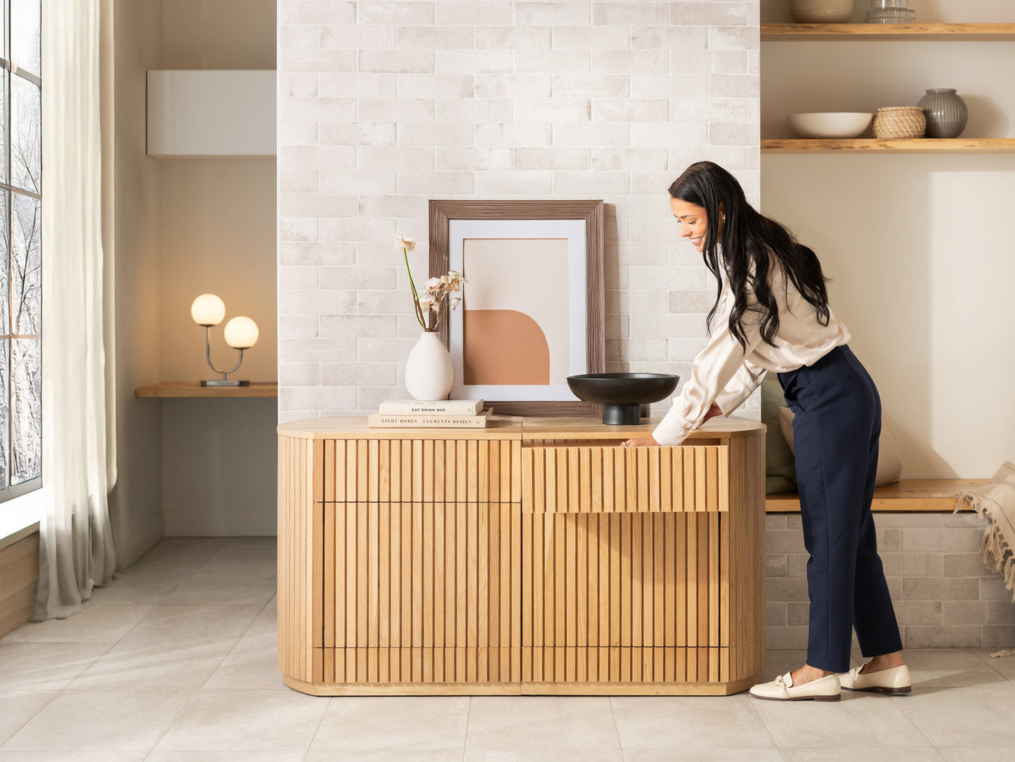 Transformer Round Sideboard - Panel Storage