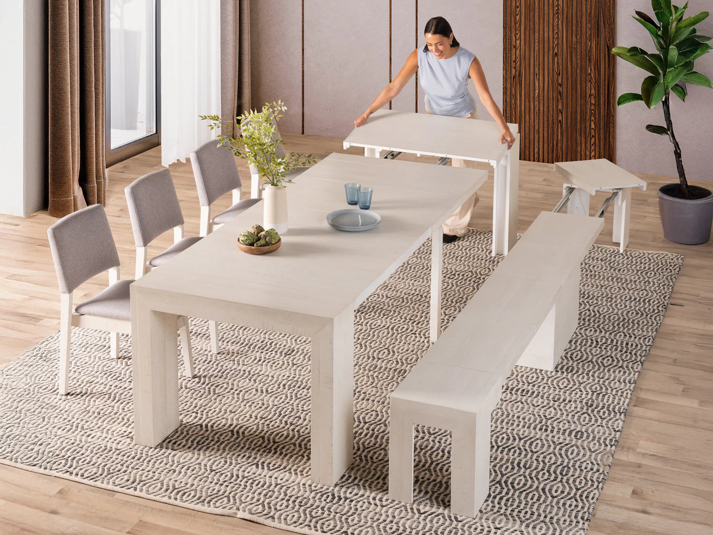 Transformer Table - Dining Set - The Host - Table, Bench & Chair Set