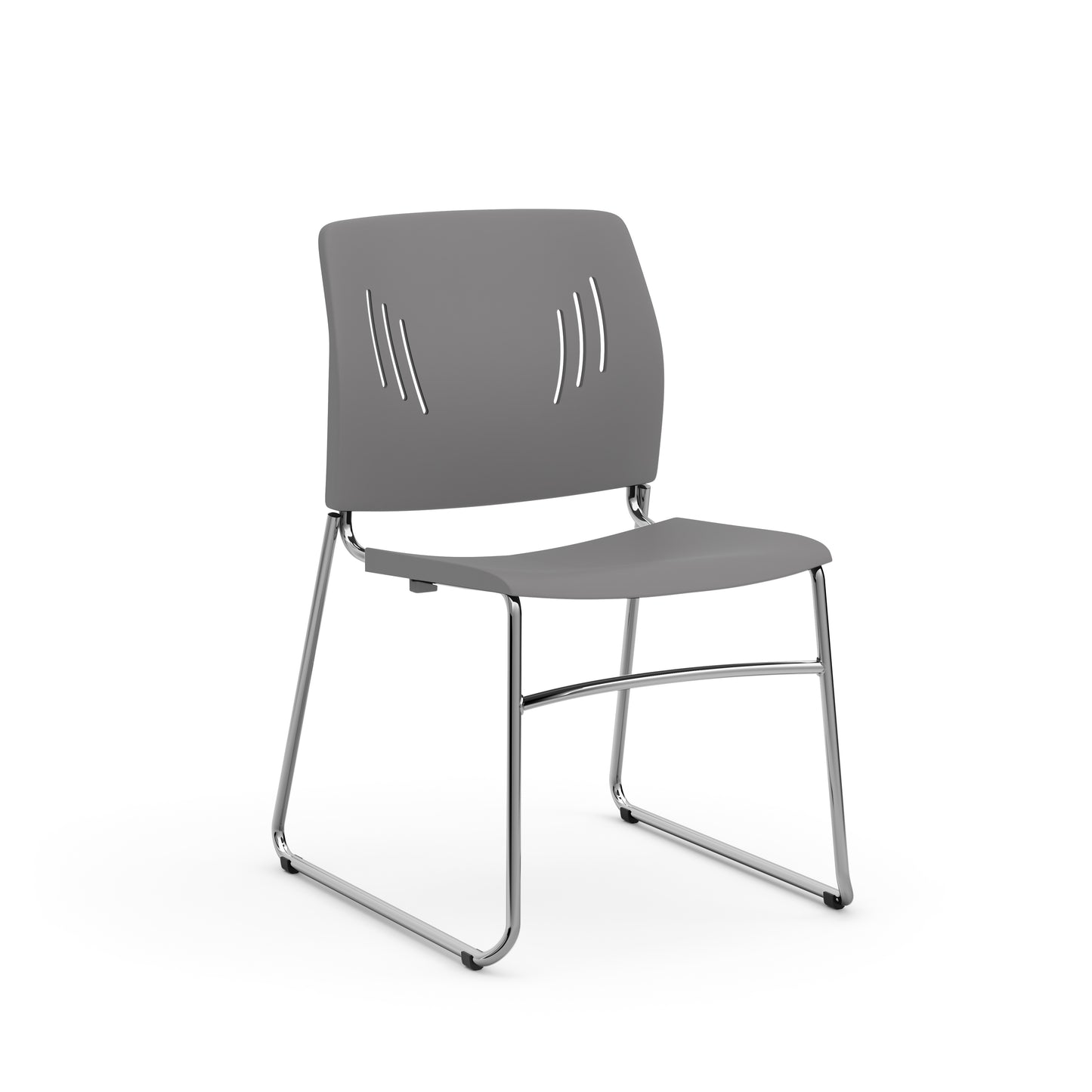 Agenda Plus Series Stacking Chair - Black, Blue, White & Gray Seat and Back with Sled Base - 3080