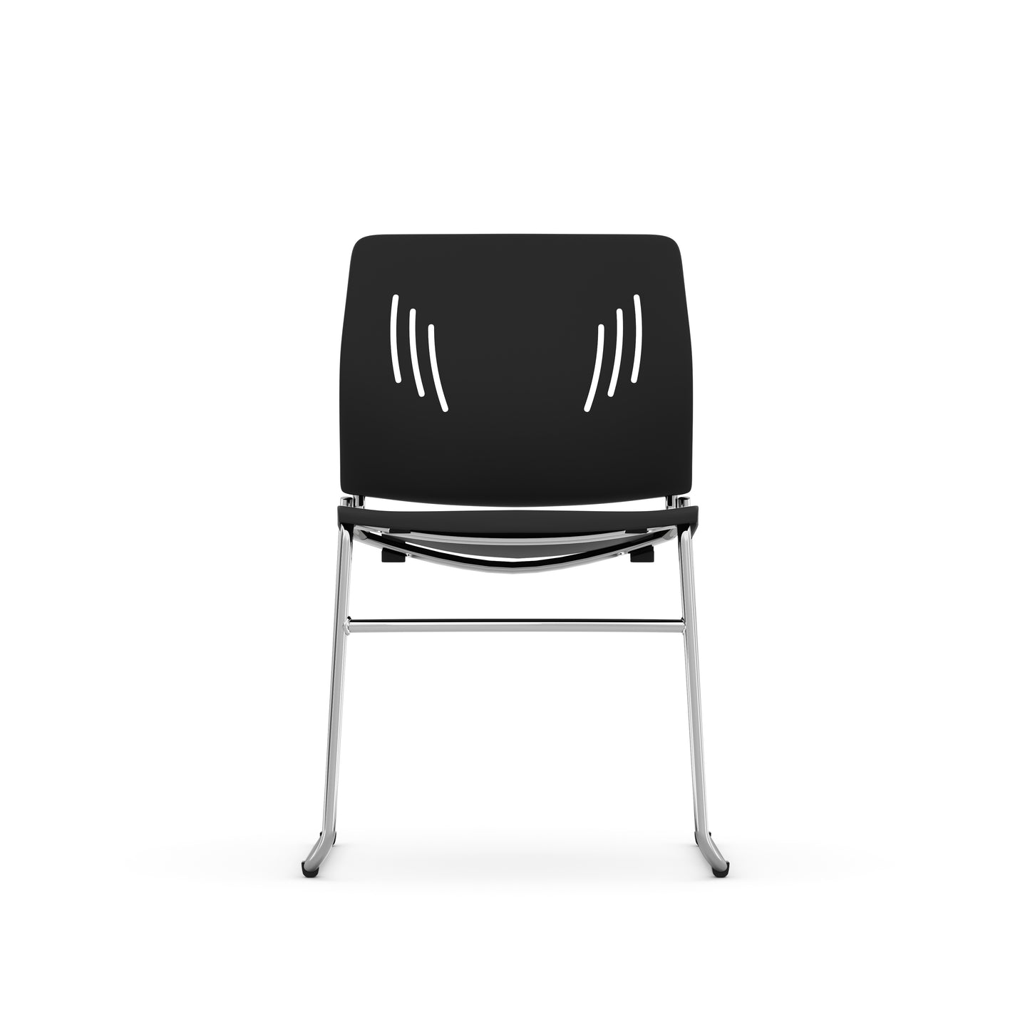 Agenda Plus Series Stacking Chair - Black, Blue, White & Gray Seat and Back with Sled Base - 3080