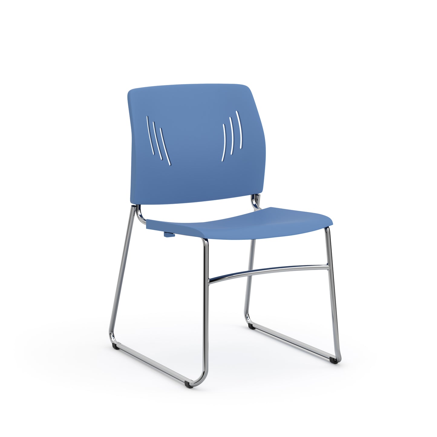 Agenda Plus Series Stacking Chair - Black, Blue, White & Gray Seat and Back with Sled Base - 3080