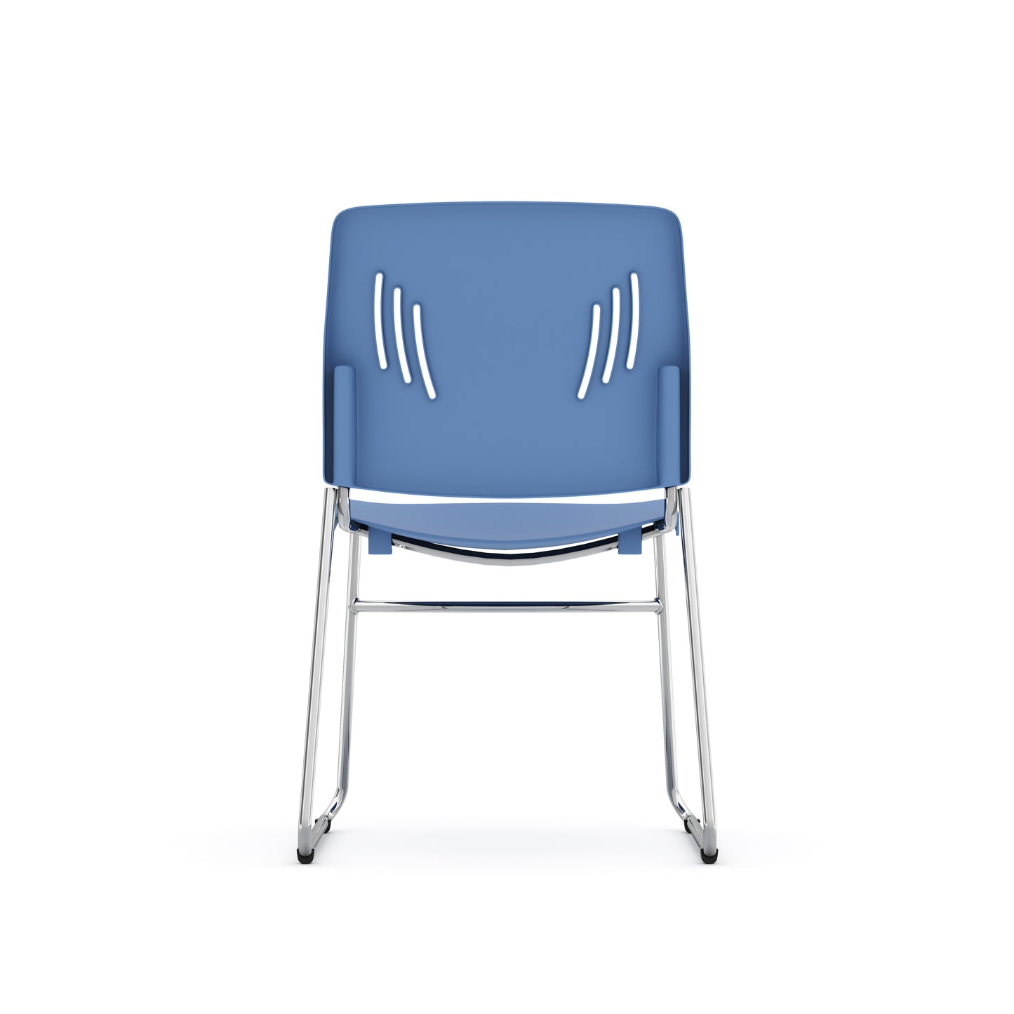Agenda Plus Series Stacking Chair - Black, Blue, White & Gray Seat and Back with Sled Base - 3080