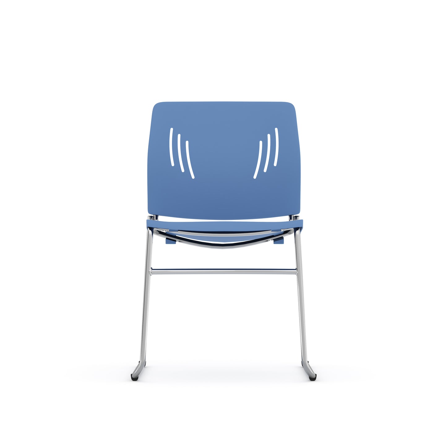 Agenda Plus Series Stacking Chair - Black, Blue, White & Gray Seat and Back with Sled Base - 3080