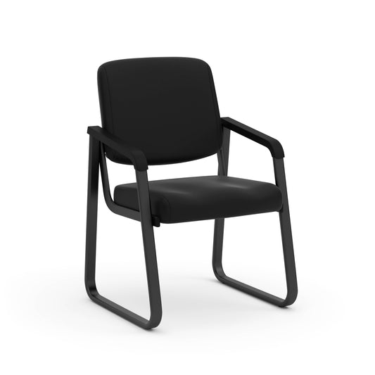 Ashton Series Guest Chair Sled Base - Black Vinyl - Antimicrobial - Black - 2748