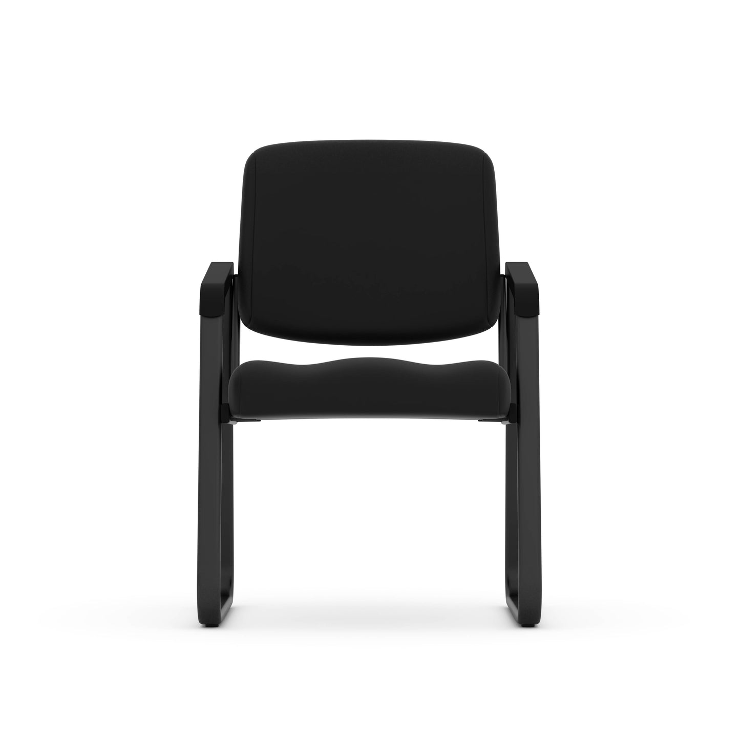 Ashton Series Guest Chair Sled Base - Black Vinyl - Antimicrobial - Black - 2748