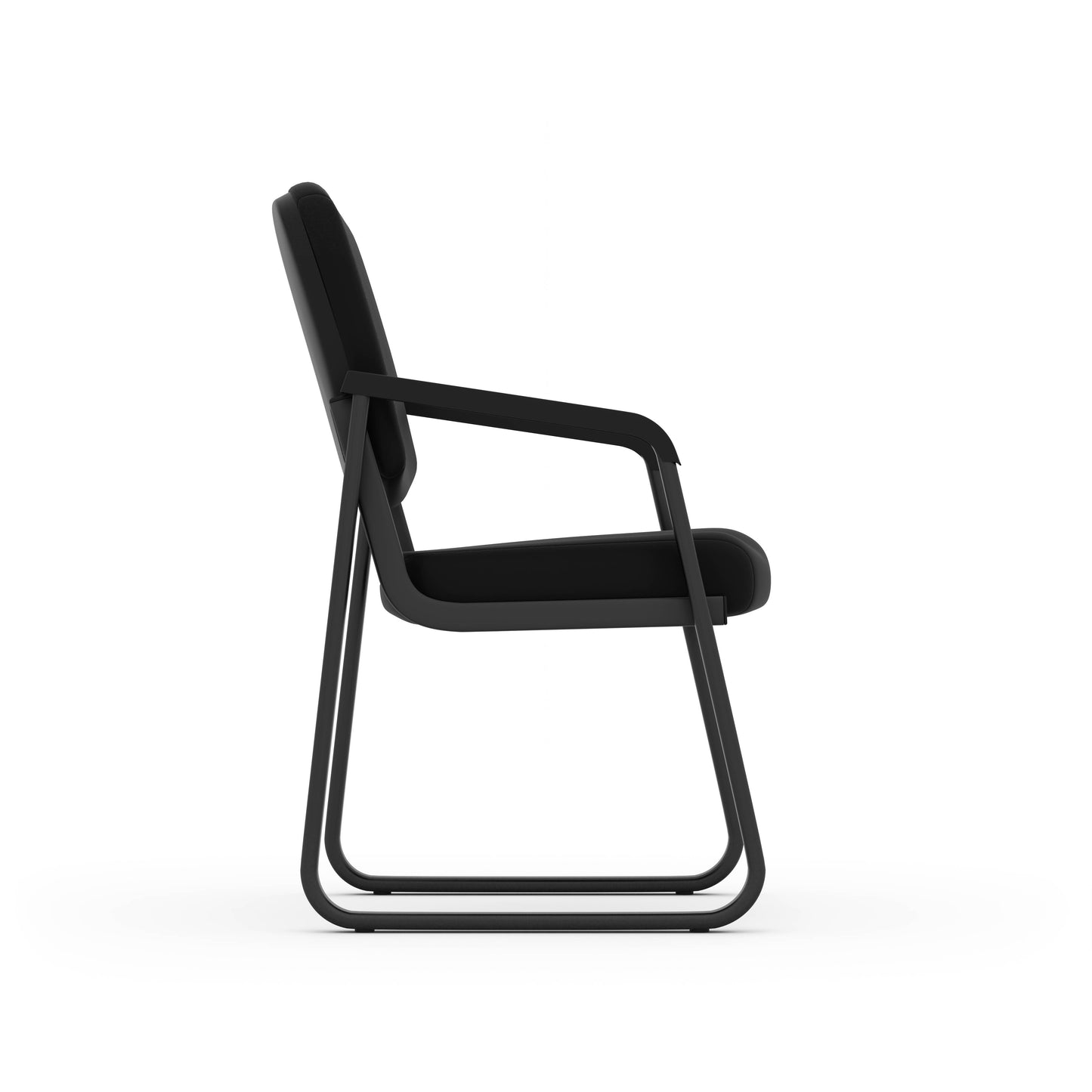 Ashton Series Guest Chair Sled Base - Black Vinyl - Antimicrobial - Black - 2748