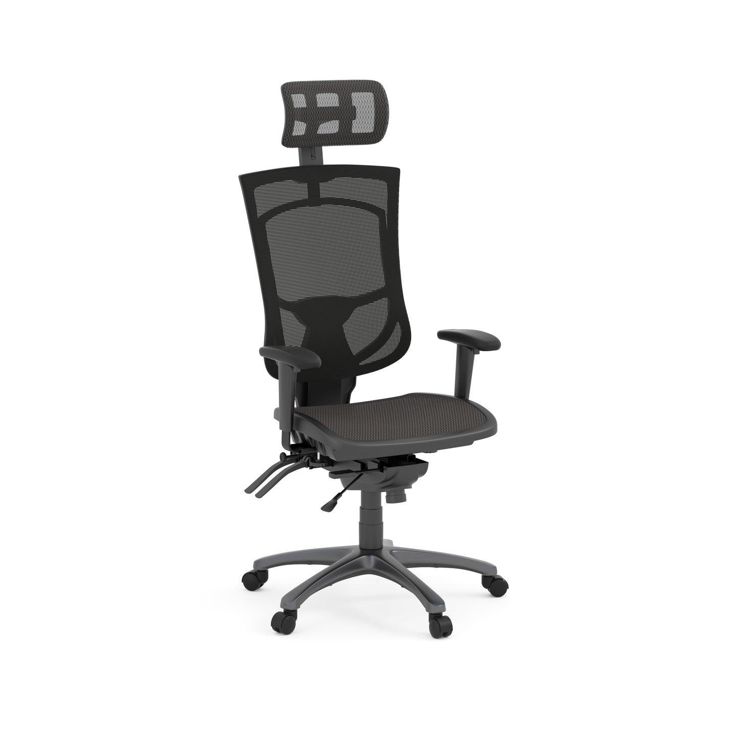 CoolMesh Pro High Back Multi-Function High Back with Adjustable Lumbar Support & Ratchet Back Height Adjustment including Titanium Base & Headrest - 8014S and 7700T