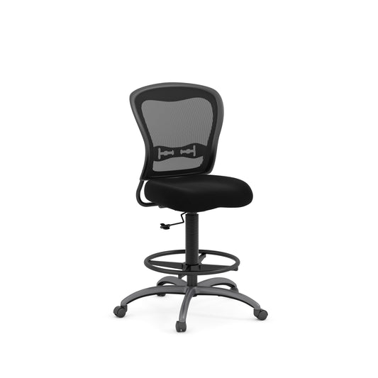 Spice! Series Mesh Back Drafting Chair with Foot Ring No Arms - Black - 7851