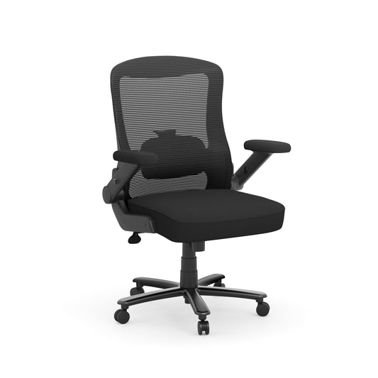 Titan Big & Tall High Mesh Back Swivel Tilter Chair with Height Adjustable Flip Arms Weight Capacity 400lbs - Black - 21010