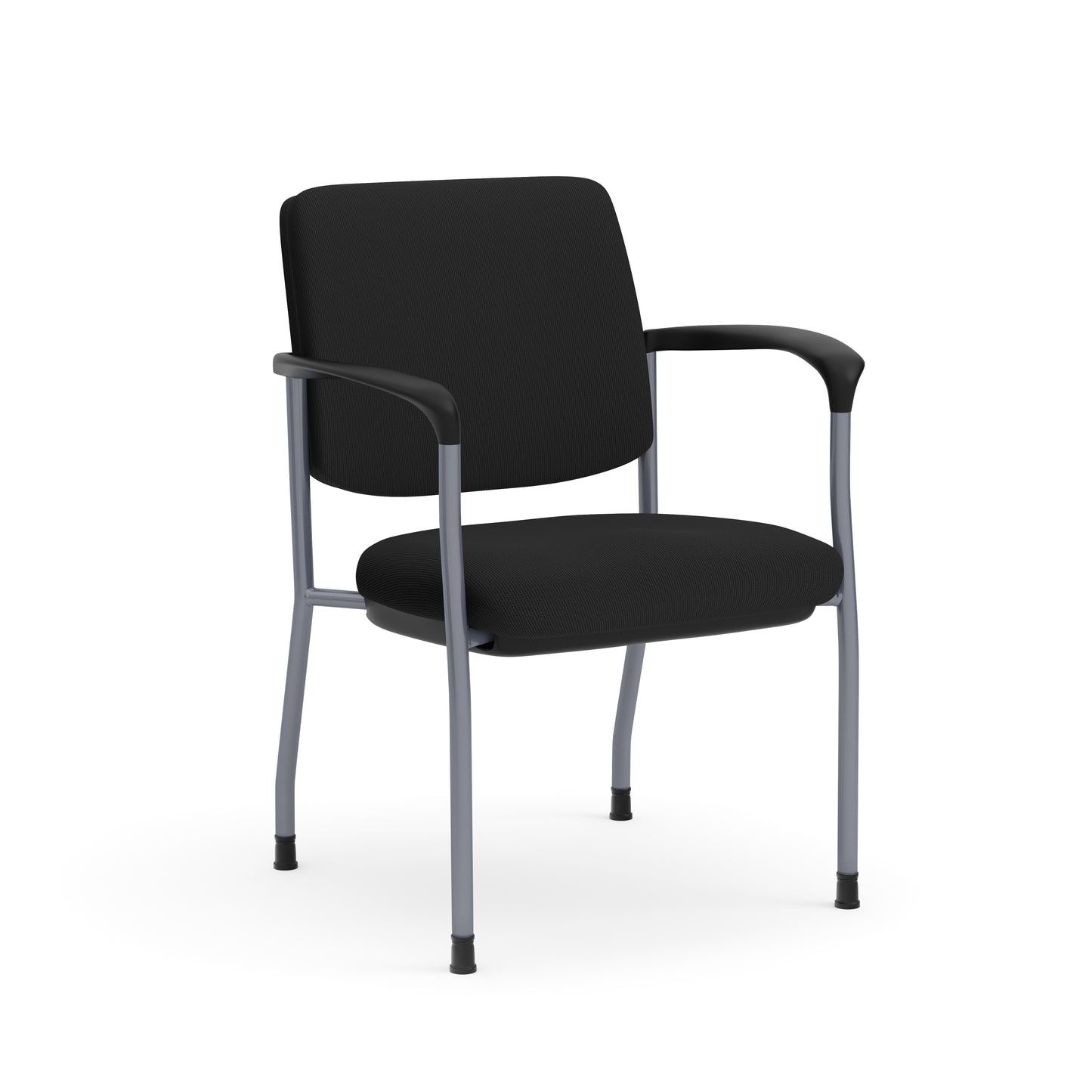 Sleek Series Stacking Chair Black Fabric & Seat with Titanium Base including Arms - Black - 2904TG