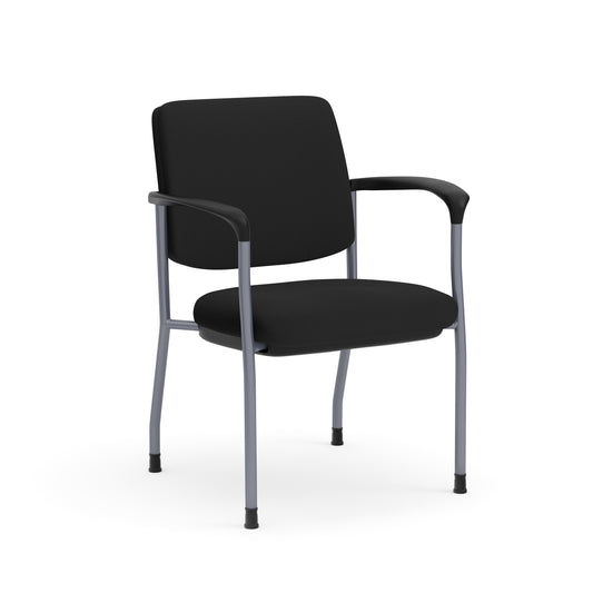 Sleek Series Stacking Chair Black Fabric & Seat with Titanium Base including Arms - Black - 2904TG