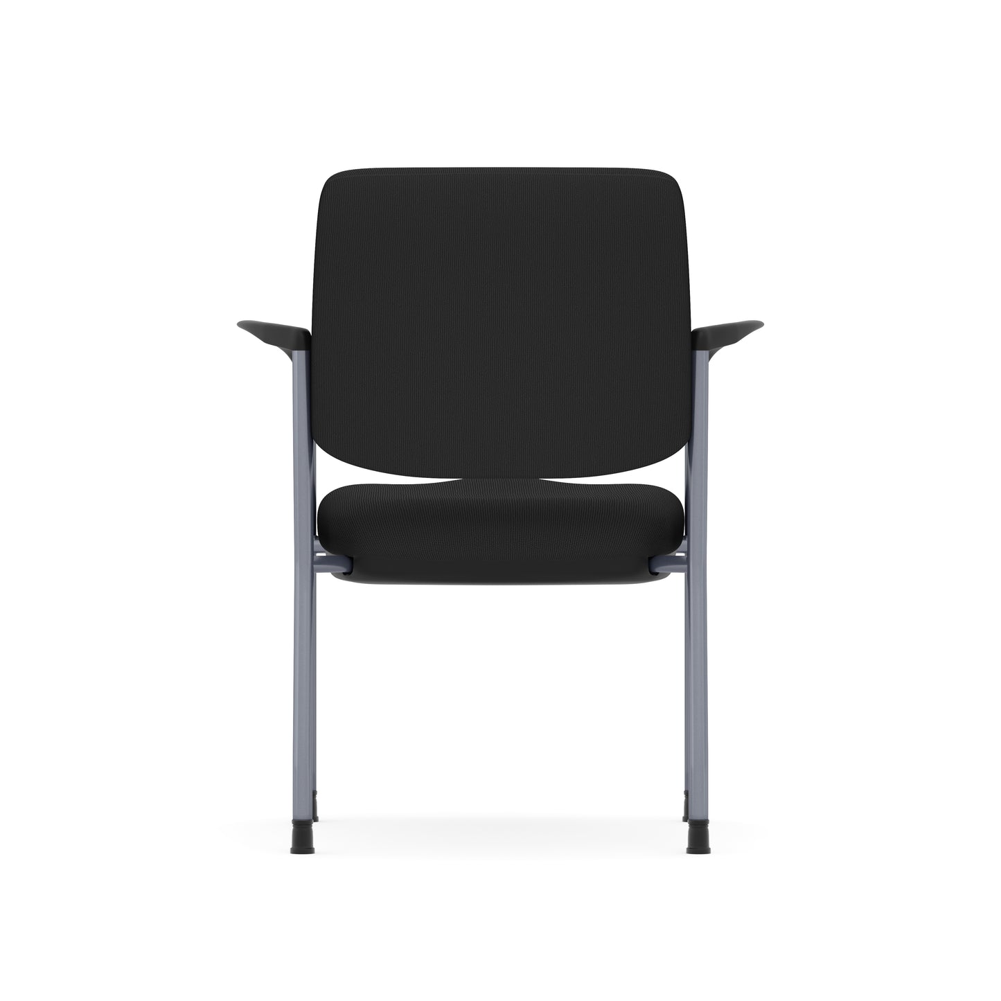 Sleek Series Stacking Chair Black Fabric & Seat with Titanium Base including Arms - Black - 2904TG