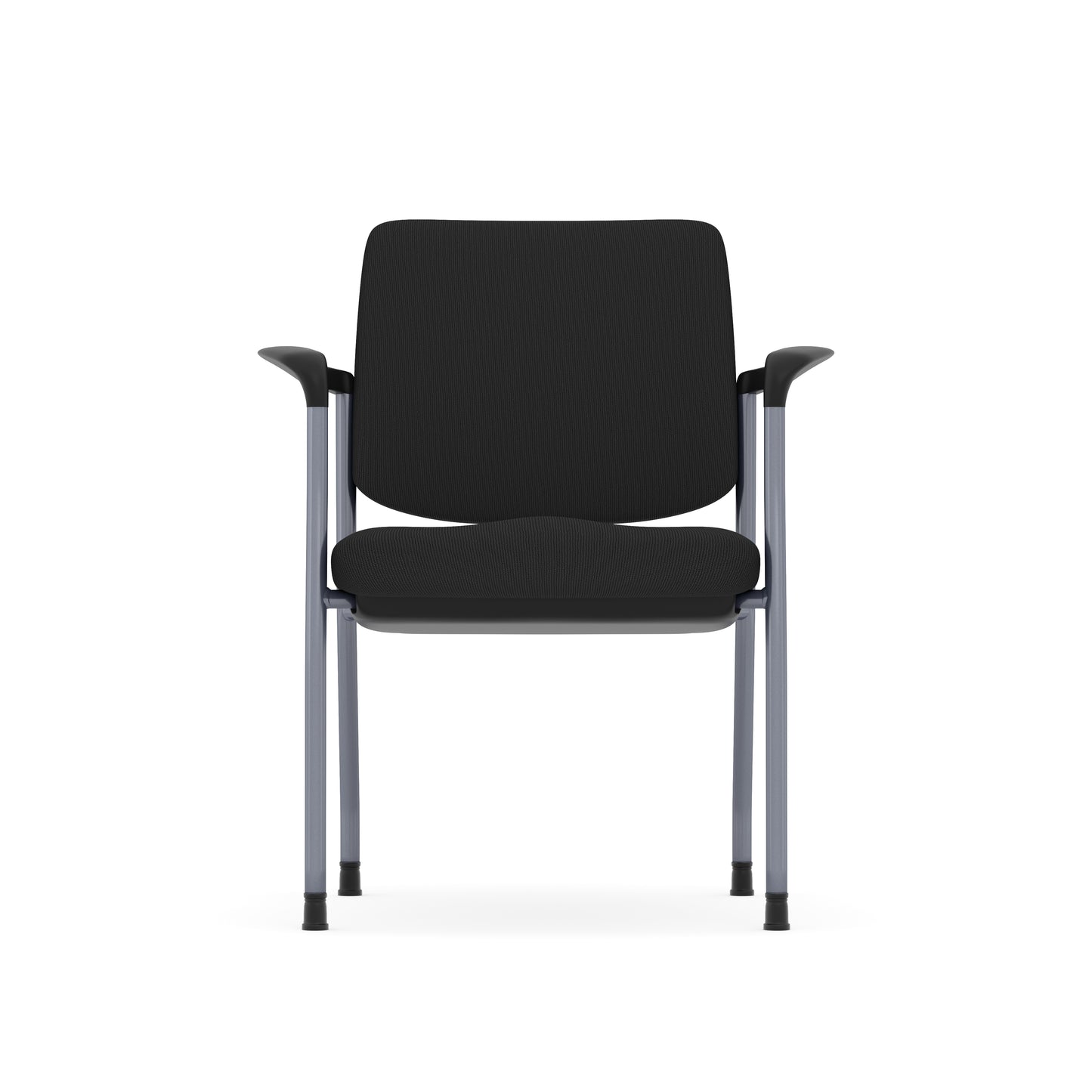 Sleek Series Stacking Chair Black Fabric & Seat with Titanium Base including Arms - Black - 2904TG