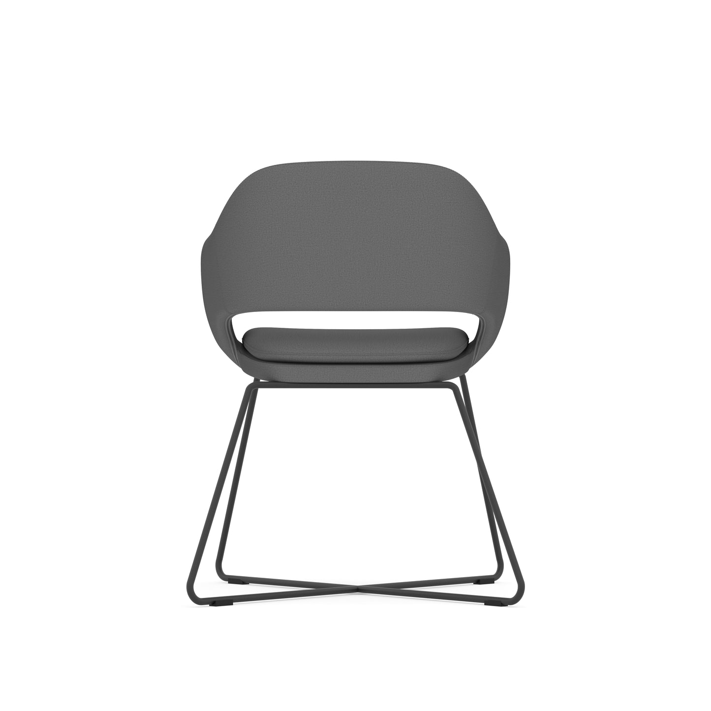 Konfurb Kona Guest Chair Gray Fabric with X Sled Black Base - 29110/29091