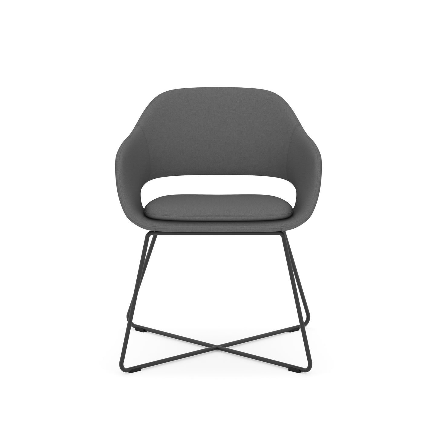 Konfurb Kona Guest Chair Gray Fabric with X Sled Black Base - 29110/29091