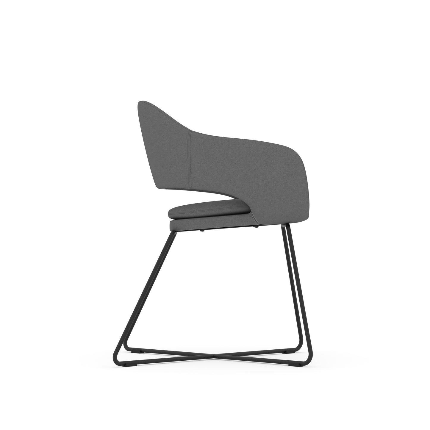 Konfurb Kona Guest Chair Gray Fabric with X Sled Black Base - 29110/29091