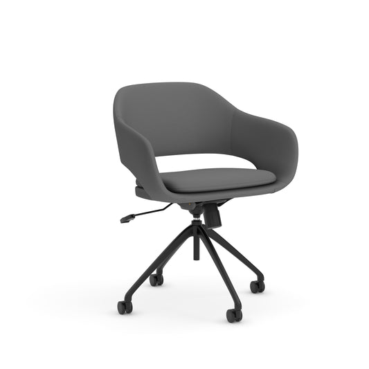 Konfurb Kona Guest Chair Gray Fabric with 4 Prong Swivel Black Base - 29110/29181