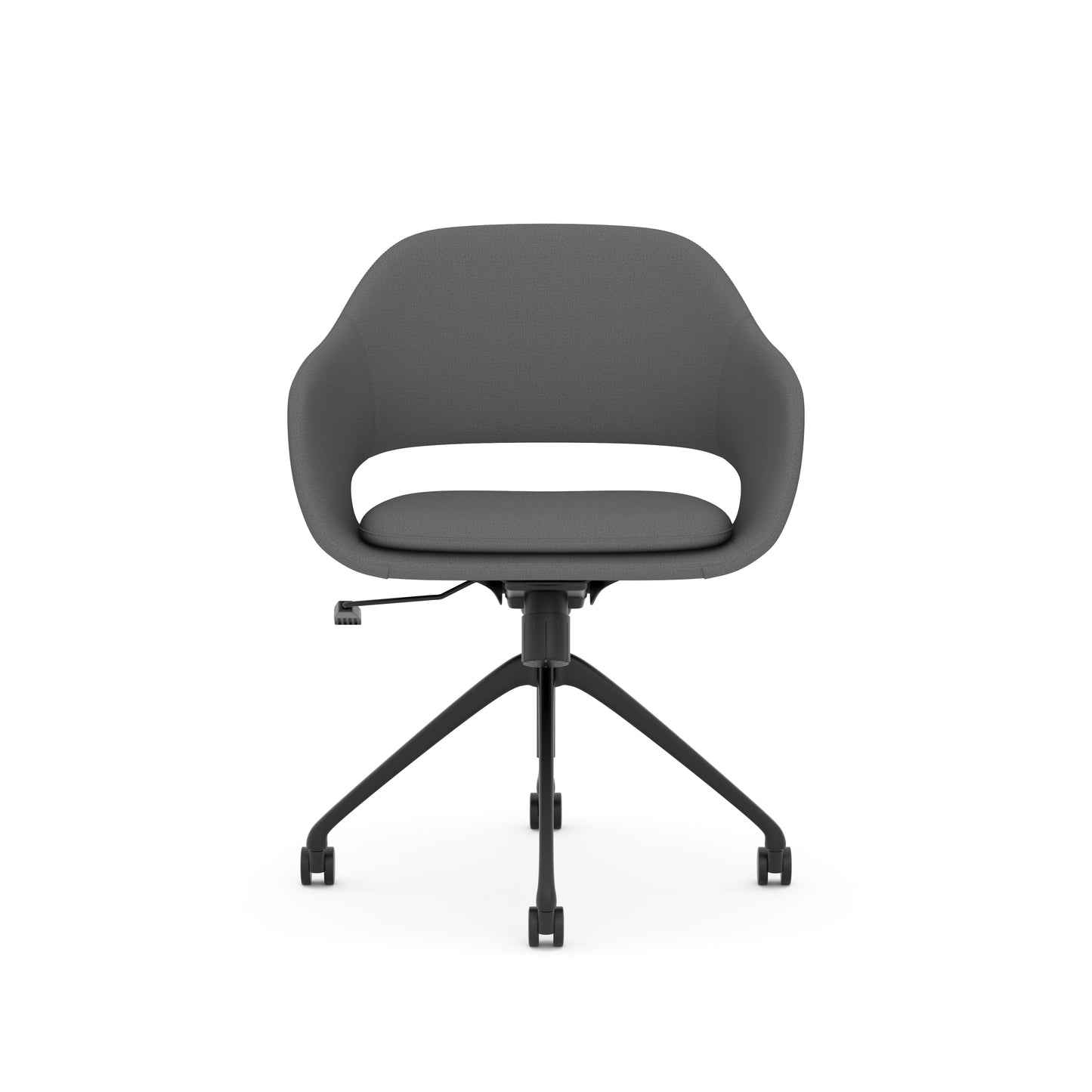 Konfurb Kona Guest Chair Gray Fabric with 4 Prong Swivel Black Base - 29110/29181