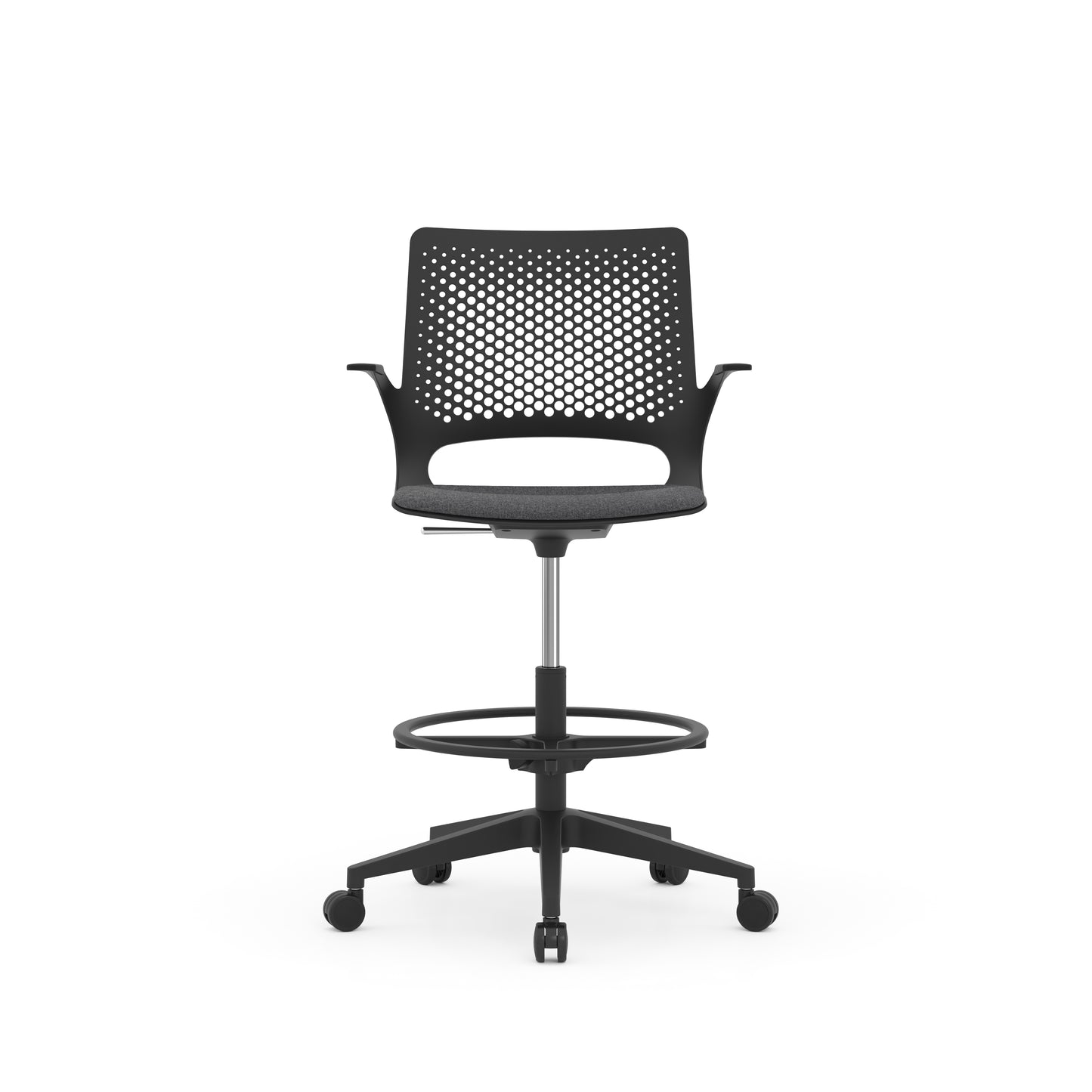 Konfurb Harmony Series Black Frame Medium Back Drafting Chair - 42141