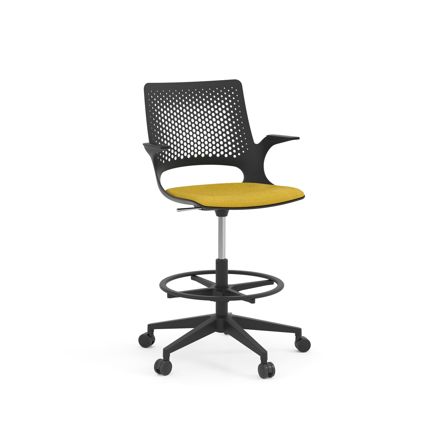 Konfurb Harmony Series Black Frame Medium Back Drafting Chair - 42141