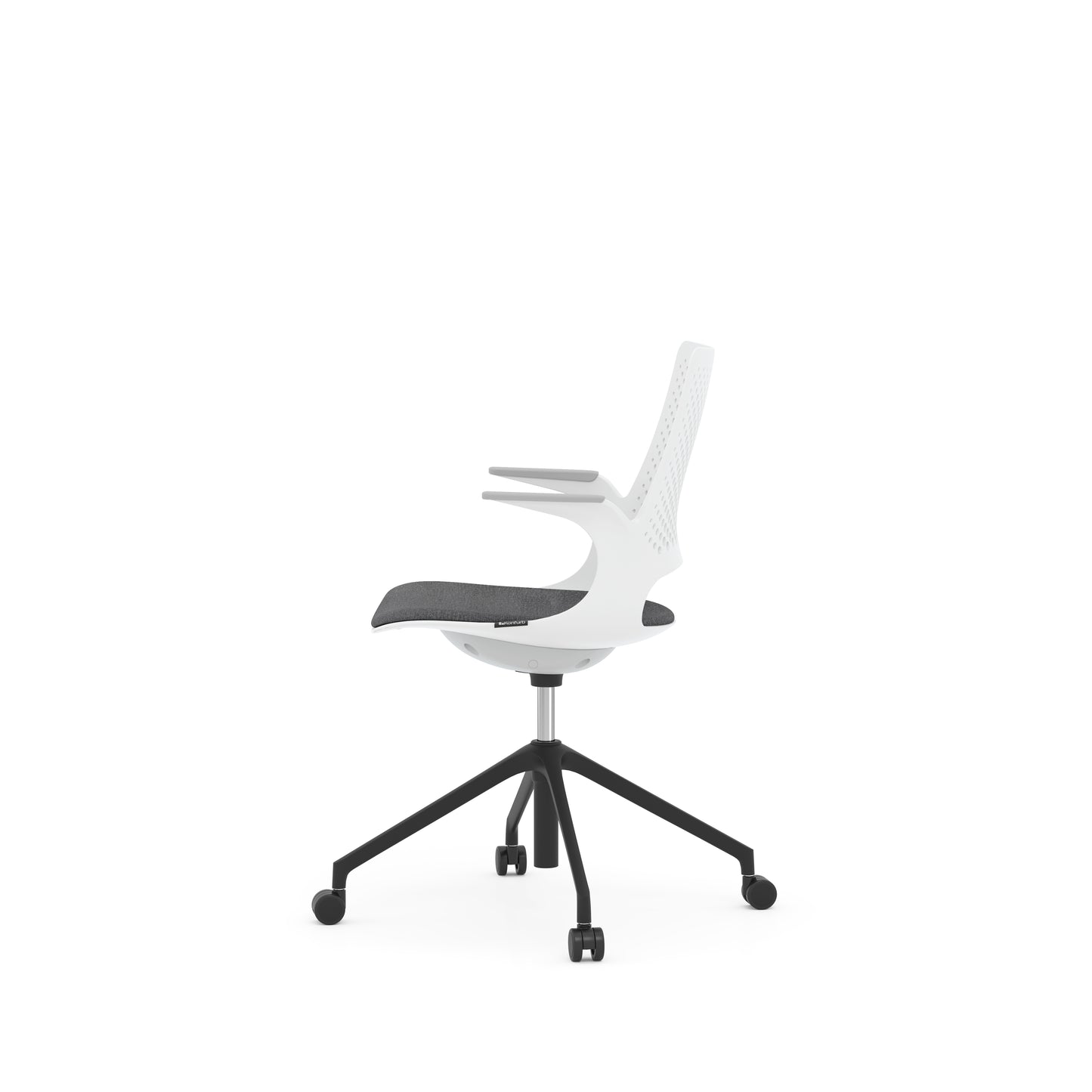 Konfurb Harmony Series White Frame with Light Gray Arm Pads Medium Back Chair - 42126