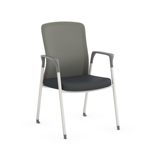 Fortis Series Mesh Back Guest Chair Charcoal Seat, White Frame and Gray - 5604