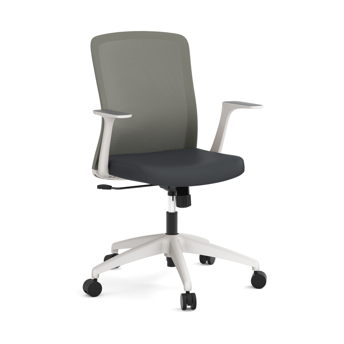 Fortis Series Mesh Back Swivel Chair Charcoal Seat, White Frame and Gray - 5621