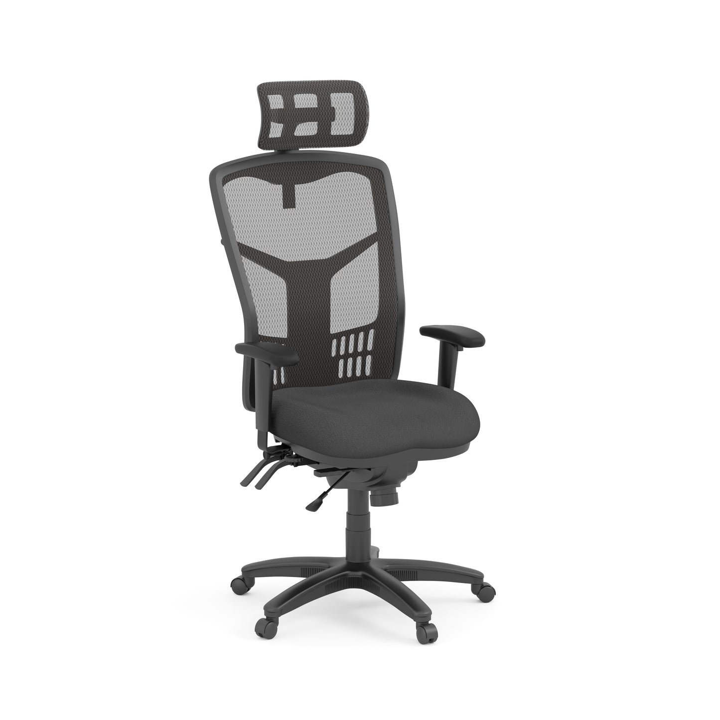 CoolMesh High Back Multi-Function High Back with Adjustable Lumbar Support & Ratchet Back Height Adjustment including Titanium Base & Headrest - 7704S & 7700T