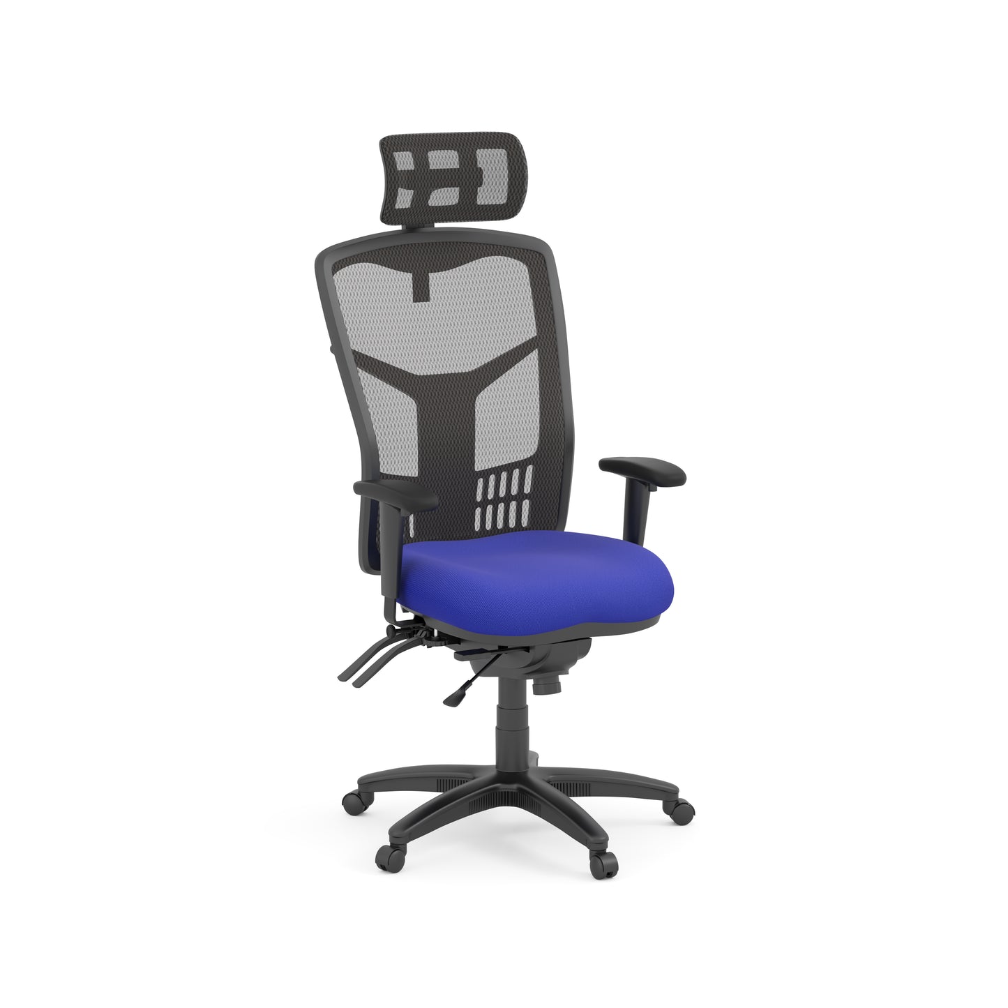 CoolMesh High Back Multi-Function High Back with Adjustable Lumbar Support & Ratchet Back Height Adjustment including Titanium Base & Headrest - 7704S & 7700T