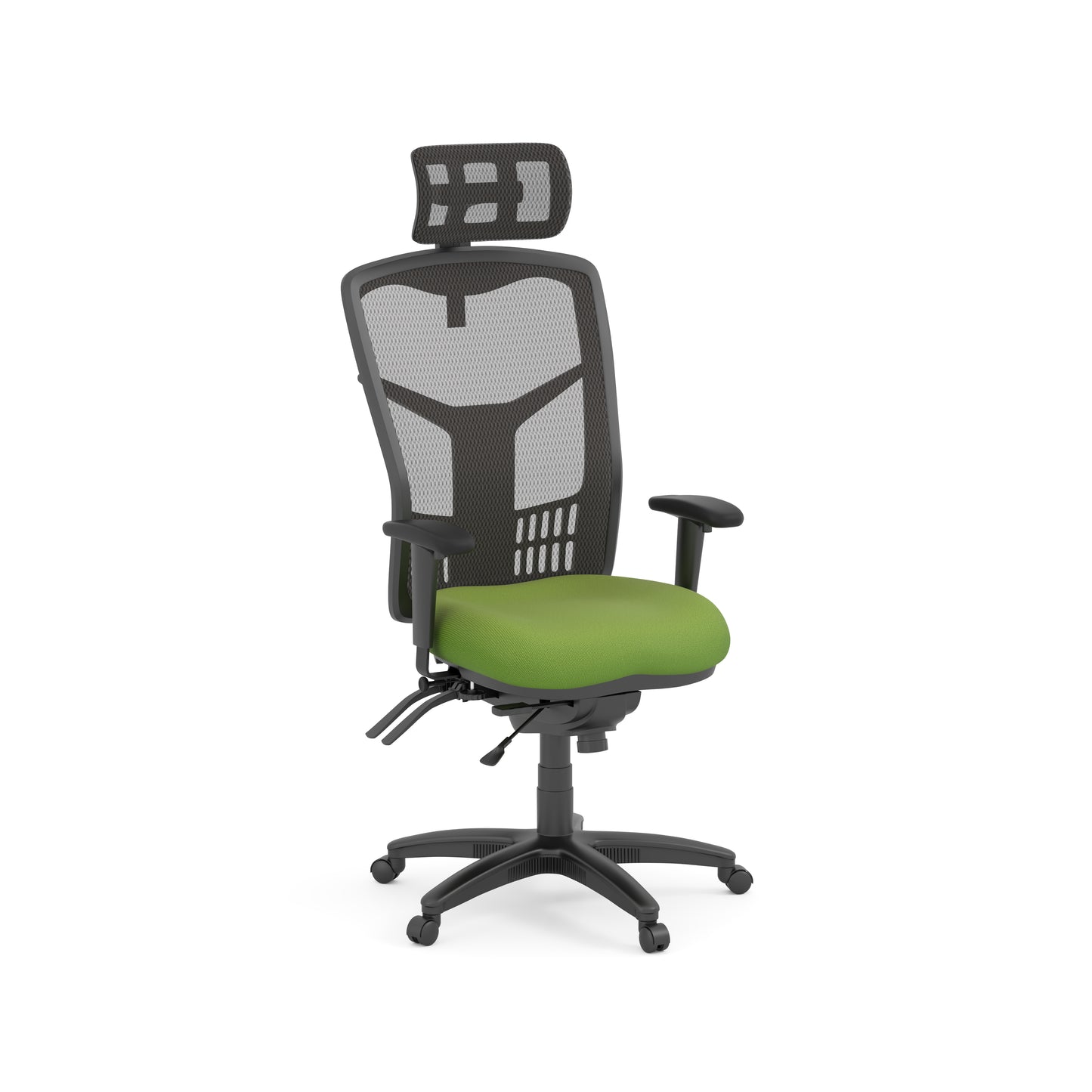 CoolMesh High Back Multi-Function High Back with Adjustable Lumbar Support & Ratchet Back Height Adjustment including Titanium Base & Headrest - 7704S & 7700T