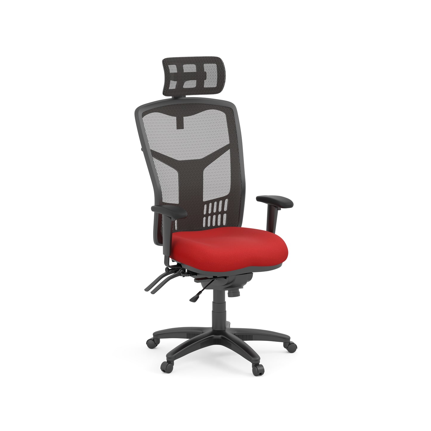 CoolMesh High Back Multi-Function High Back with Adjustable Lumbar Support & Ratchet Back Height Adjustment including Titanium Base & Headrest - 7704S & 7700T