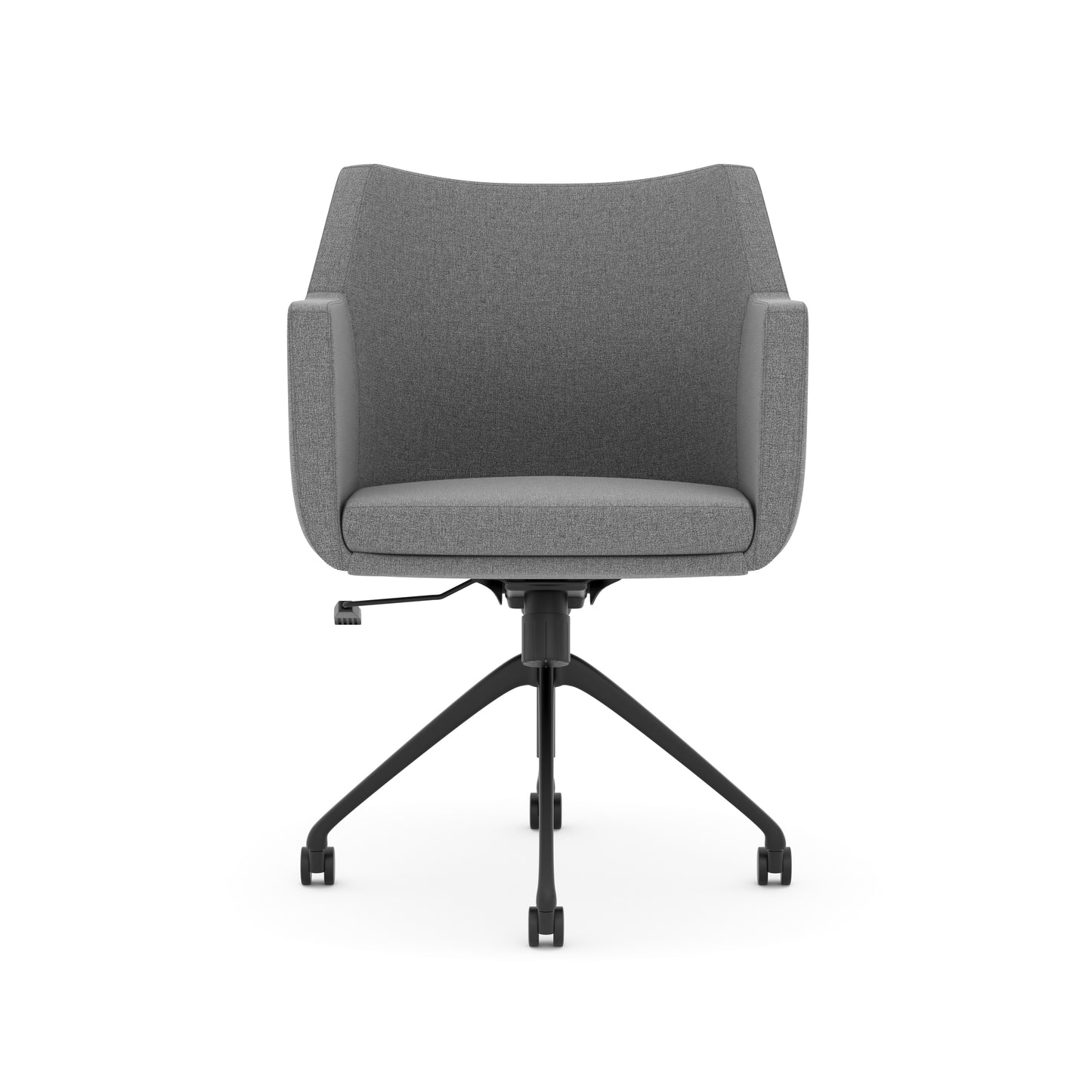 Konfurb Hady Series Medium Back Gray Fabric with 4-Prong Black Aluminum Base with Casters and Gildes