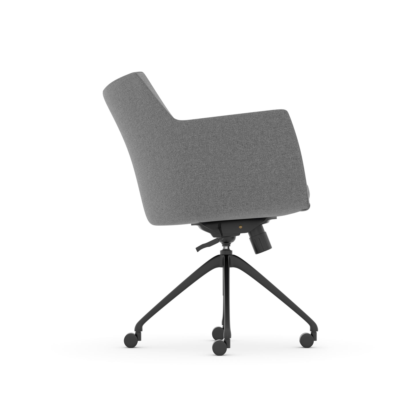 Konfurb Hady Series Medium Back Gray Fabric with 4-Prong Black Aluminum Base with Casters and Gildes