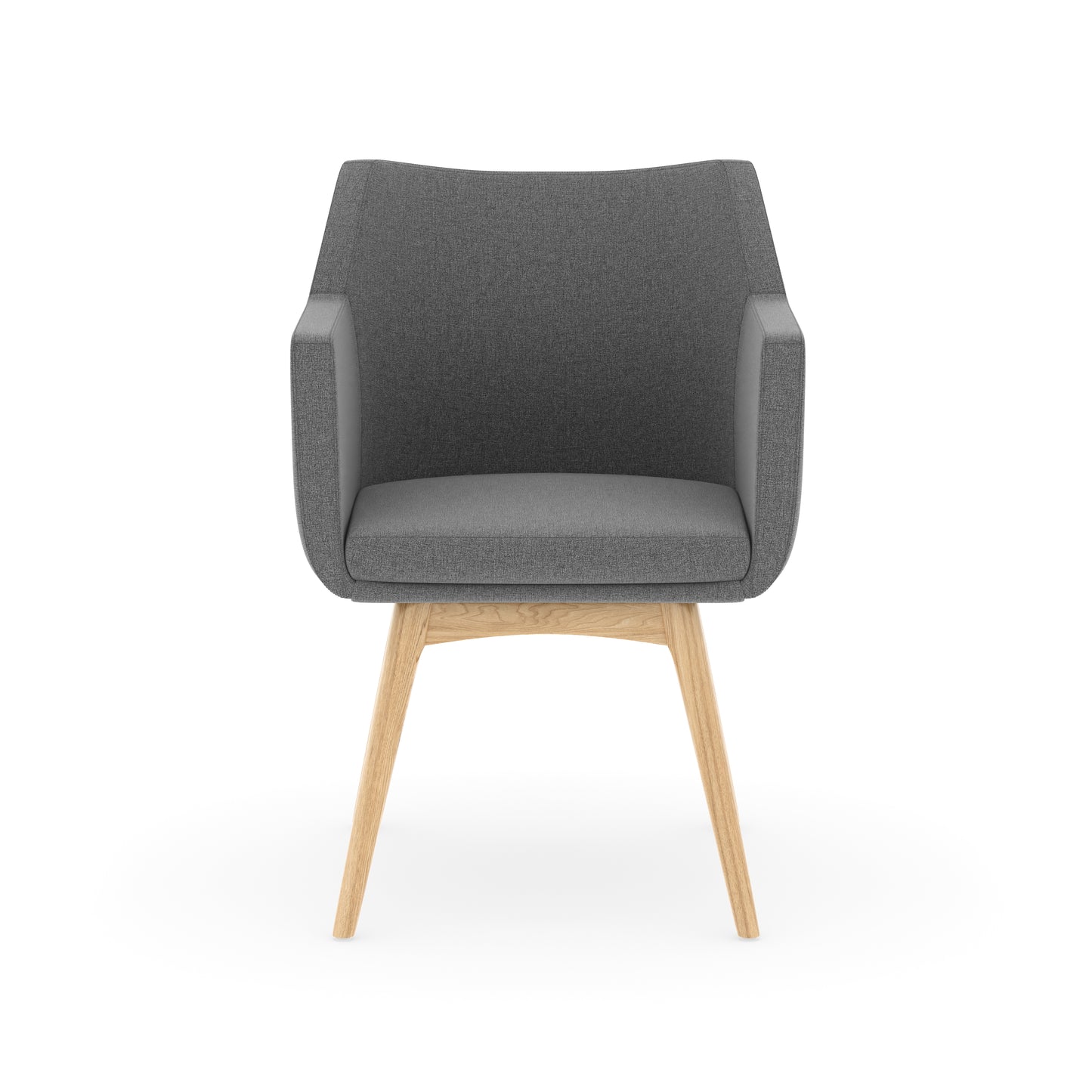 Konfurb Hady Series  Medium Back Gray Fabric with 4-Post Natural Wood Base - 77560/77088