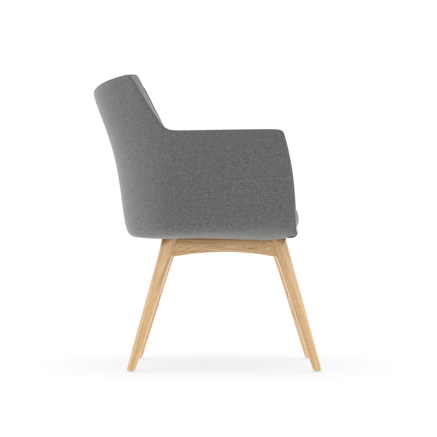 Konfurb Hady Series  Medium Back Gray Fabric with 4-Post Natural Wood Base - 77560/77088