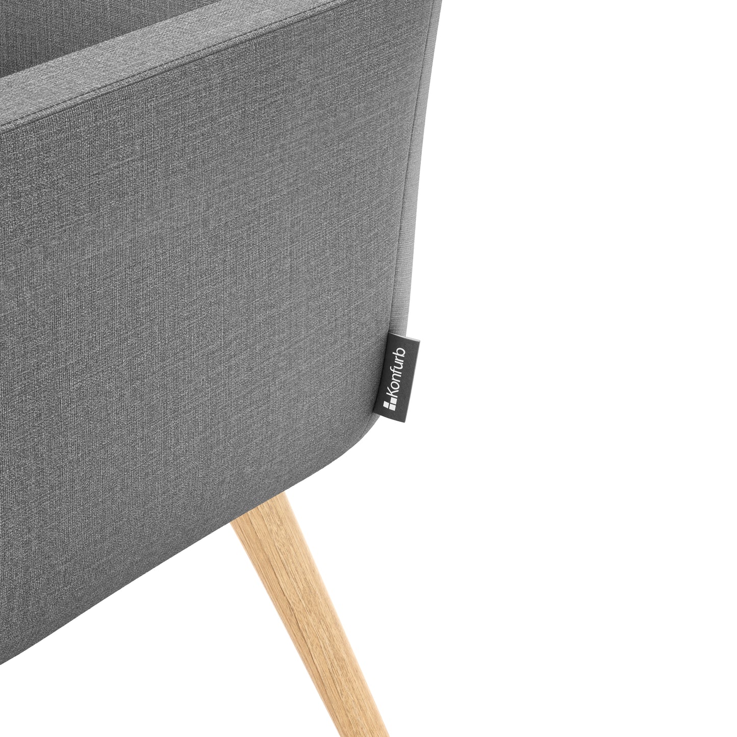 Konfurb Hady Series  Medium Back Gray Fabric with 4-Post Natural Wood Base - 77560/77088