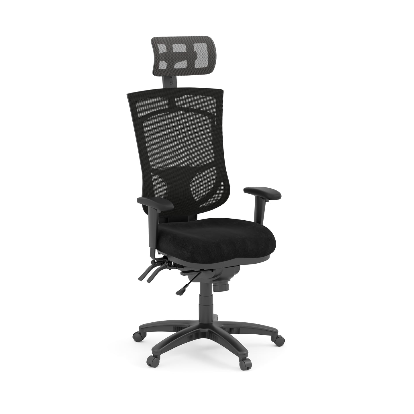 CoolMesh Pro High Back Multi-Function High Back with Adjustable Lumbar Support & Ratchet Back Height Adjustment including Titanium Base & Headrest - 8014S and 7700T
