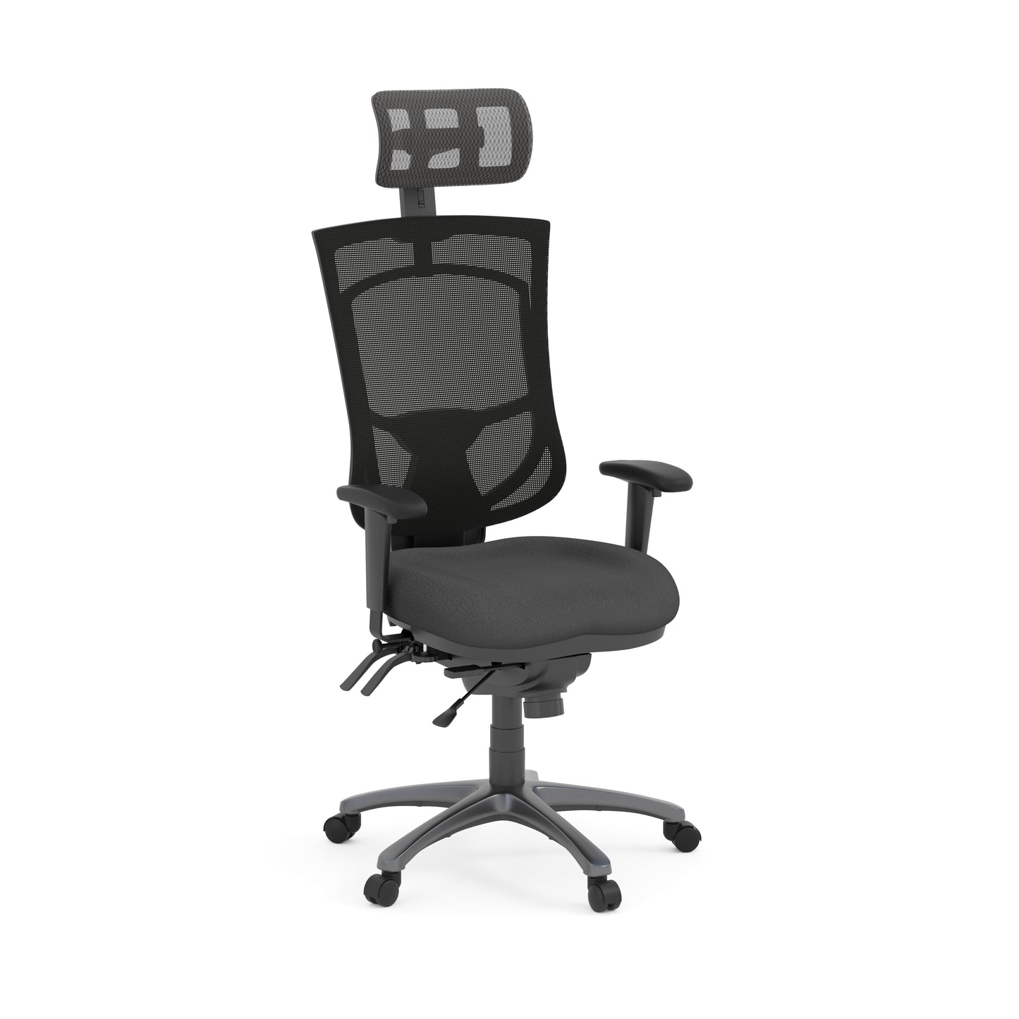 CoolMesh Pro High Back Multi-Function High Back with Adjustable Lumbar Support & Ratchet Back Height Adjustment including Titanium Base & Headrest - 8014S and 7700T