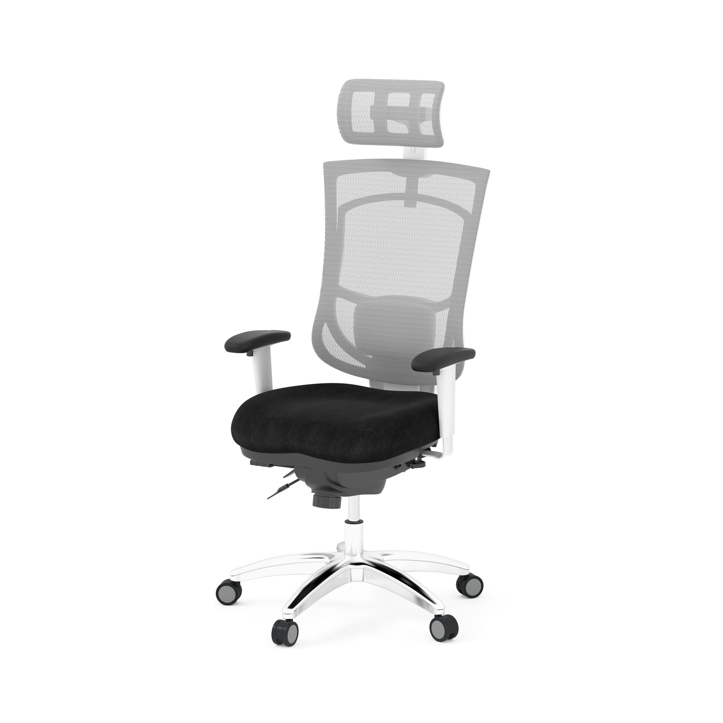 CoolMesh Pro White High Back Multi-Function High Back with Adjustable Lumbar Support & Ratchet Back Height Adjustment including Headrest - 8114S