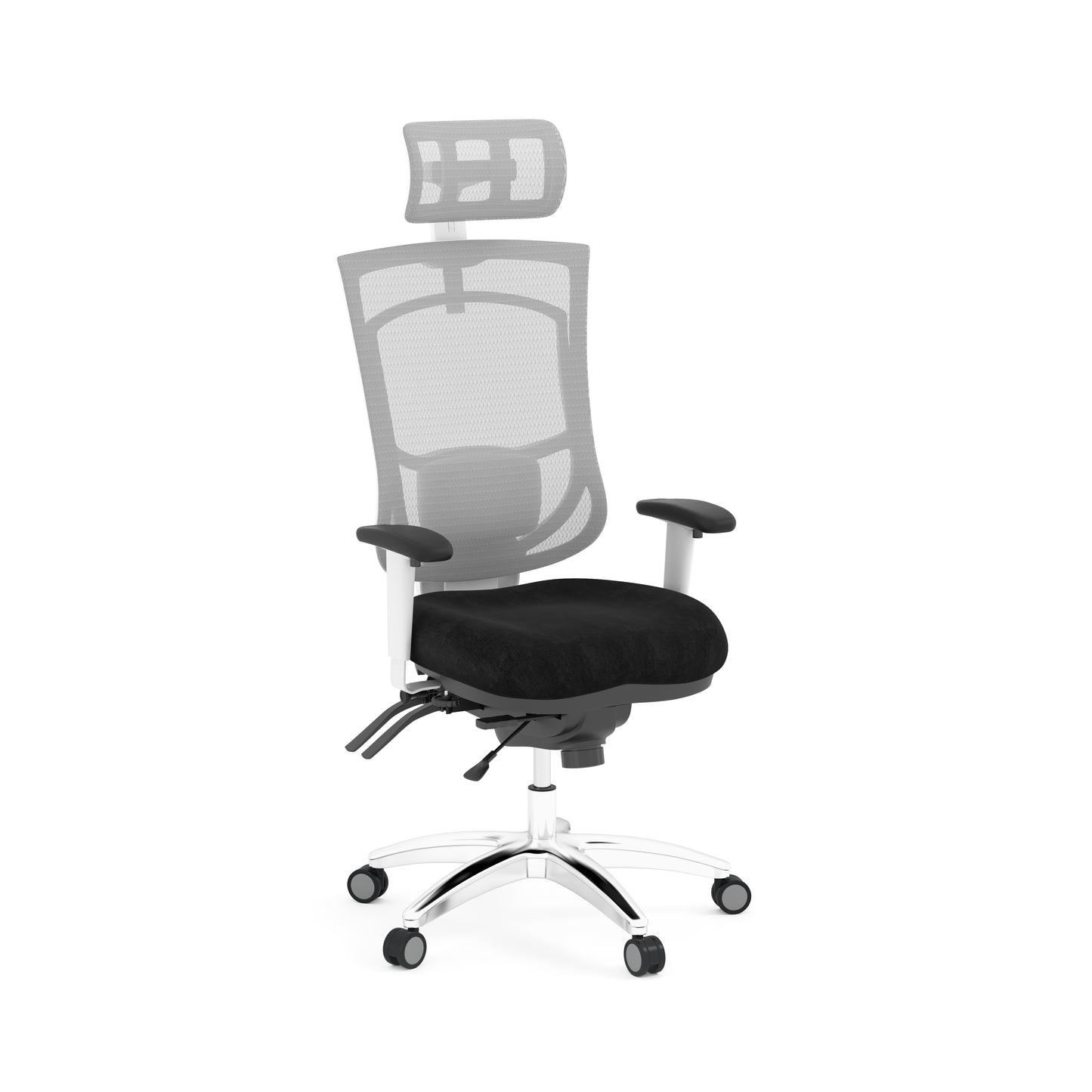 CoolMesh Pro White High Back Multi-Function High Back with Adjustable Lumbar Support & Ratchet Back Height Adjustment including Headrest - 8114S