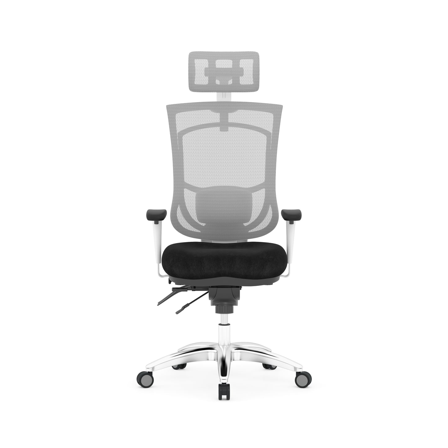 CoolMesh Pro White High Back Multi-Function High Back with Adjustable Lumbar Support & Ratchet Back Height Adjustment including Headrest - 8114S