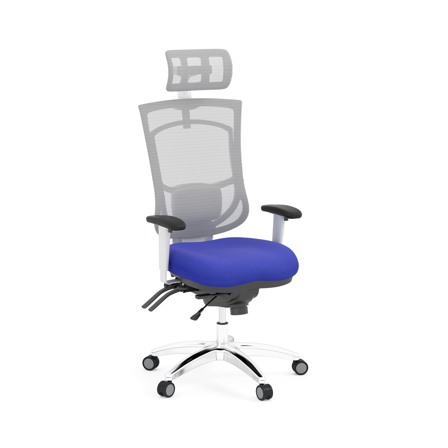 CoolMesh Pro White High Back Multi-Function High Back with Adjustable Lumbar Support & Ratchet Back Height Adjustment including Headrest - 8114S